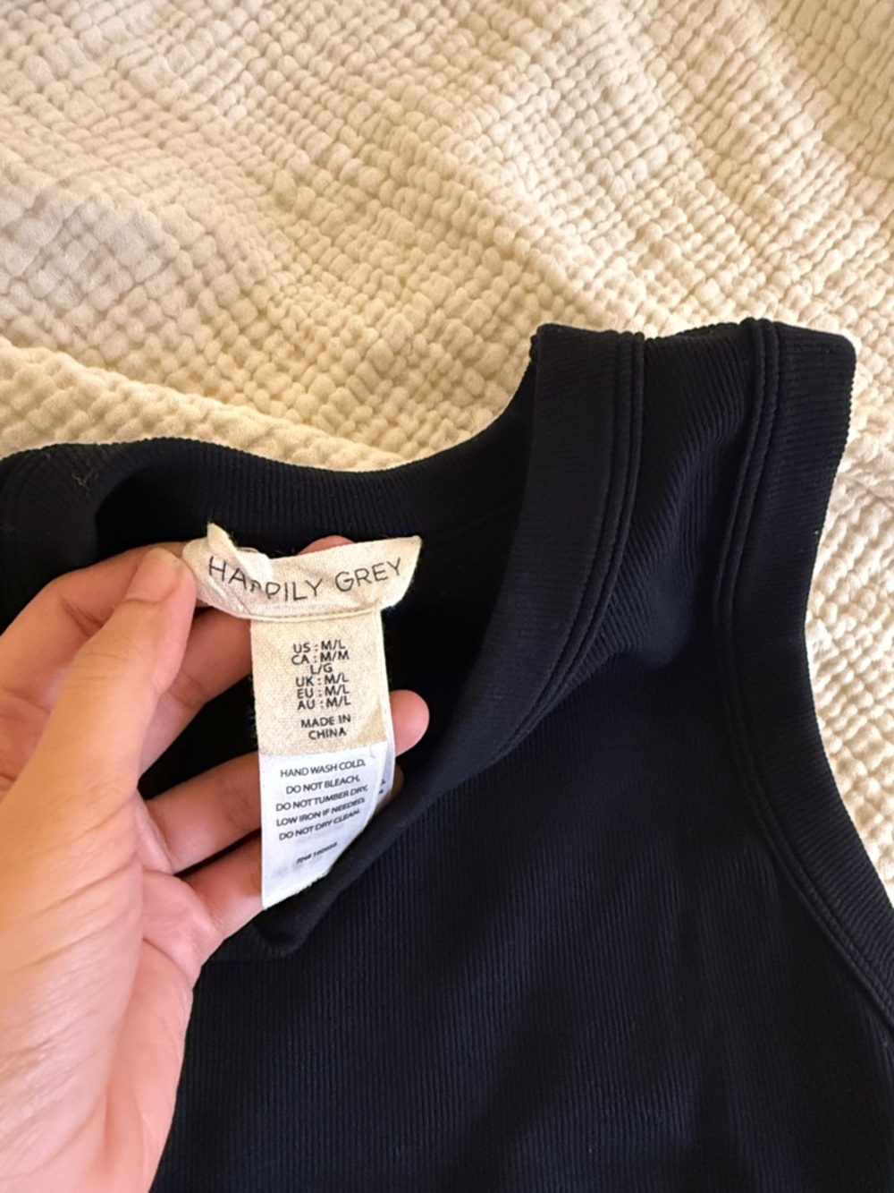 Black Ribbed Tank Top - Picture 4 of 5